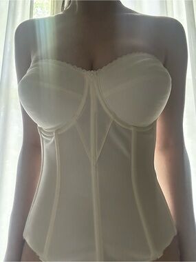 Dominique Strapless Longline Corset Bustier in Ivory